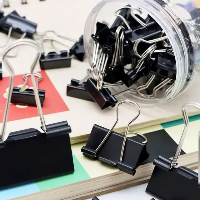Alt view image 4 of 5 - 120Pcs Binder Clips Assorted Size, Office Clips with Clear Storage Container, Bulldog Clips, Paper Clips, Office Supplies