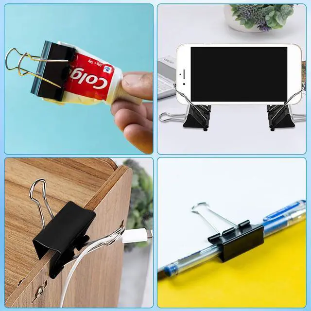Alt view image 4 of 7 - Binder and Paper Clips Set, 340 pcs Assorted Sizes in Container With Compartments - Silver Paper and Black Binder Clips for Home, School, Office Supplies