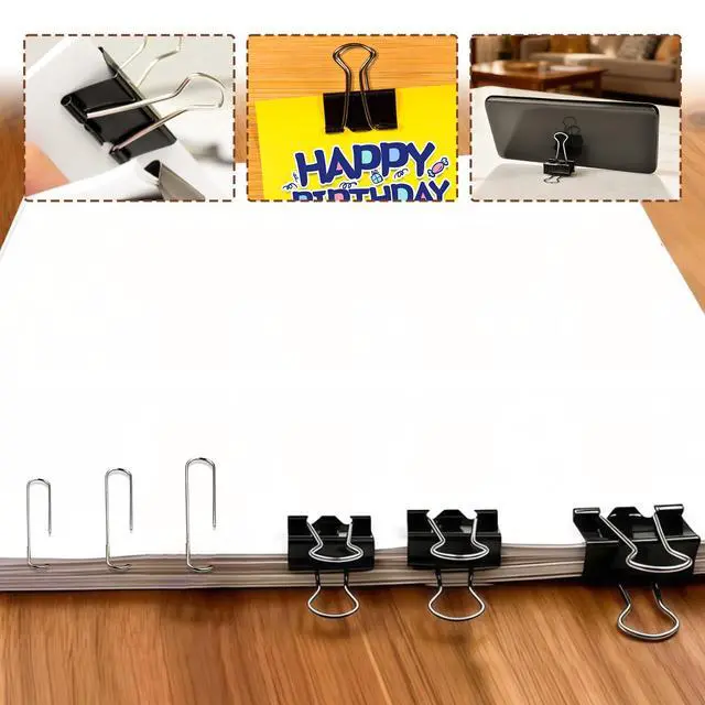 Alt view image 6 of 7 - Binder and Paper Clips Set, 340 pcs Assorted Sizes in Container With Compartments - Silver Paper and Black Binder Clips for Home, School, Office Supplies