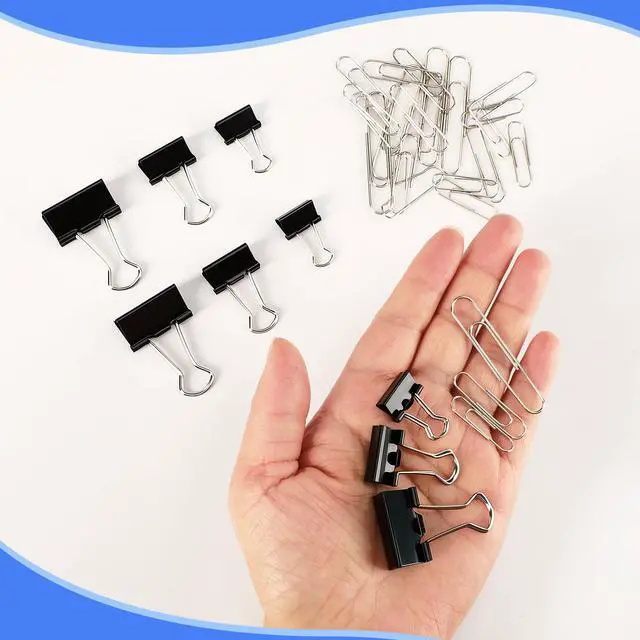Alt view image 4 of 7 - 500Pcs Paper Clips and Binder Clips Assorted Sizes, Silver Paper Clips Black Binder Clips with Large Medium Small Size in Container for Office Home School Supplies Document Organizing