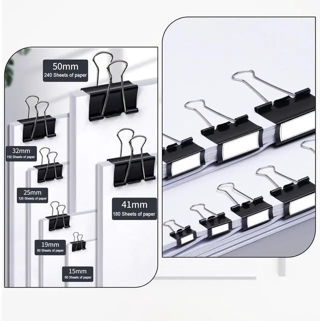 Alt view image 7 of 7 - 300 Pcs Binder Clips Assorted Sizes, 6 Sizes Jumbo, Large, Medium, Small, Mini and Micro, Metal Paper Clamps, Bulk Black Metal Binding Med Clips Office Supplies for Teachers Business