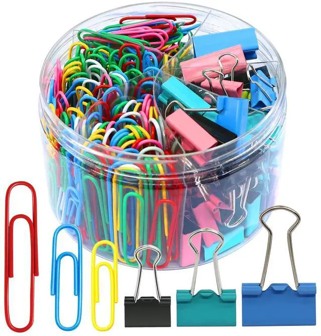 Main image of Paper Clips Binder Clips, 340PCS Assorted Size Paper Clips and Binder Clips, Colored Paperclips Large Medium Small, Binder Clip and Paper Clip Set for Home School Office Supplies