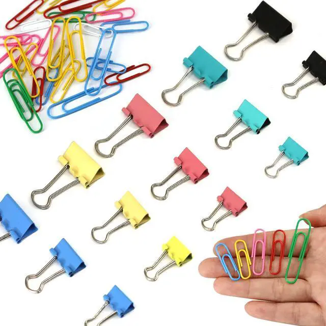 Alt view image 4 of 7 - Paper Clips Binder Clips, 340PCS Assorted Size Paper Clips and Binder Clips, Colored Paperclips Large Medium Small, Binder Clip and Paper Clip Set for Home School Office Supplies