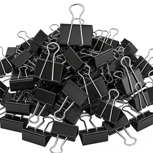 Main image of 200 Count Binder Clips Assorted Sizes, 4 Sizes Large, Medium, Small, Mini, Metal Paper Clamps, Bulk Black Clips Office Supplies (1 1/4", 1", 3/4", 1/2 Inch) KKEETUR