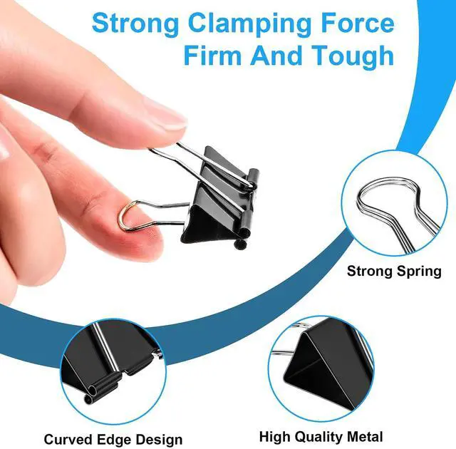 Alt view image 3 of 7 - 200 Count Binder Clips Assorted Sizes, 4 Sizes Large, Medium, Small, Mini, Metal Paper Clamps, Bulk Black Clips Office Supplies (1 1/4", 1", 3/4", 1/2 Inch) KKEETUR
