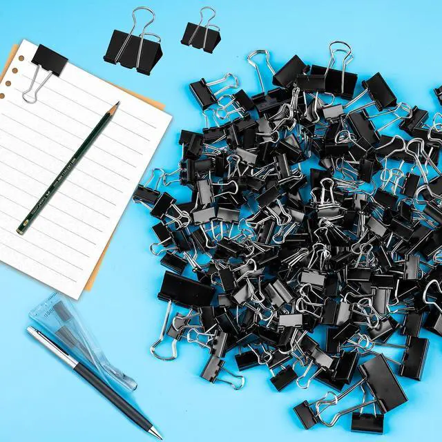 Alt view image 5 of 7 - 200 Count Binder Clips Assorted Sizes, 4 Sizes Large, Medium, Small, Mini, Metal Paper Clamps, Bulk Black Clips Office Supplies (1 1/4", 1", 3/4", 1/2 Inch) KKEETUR
