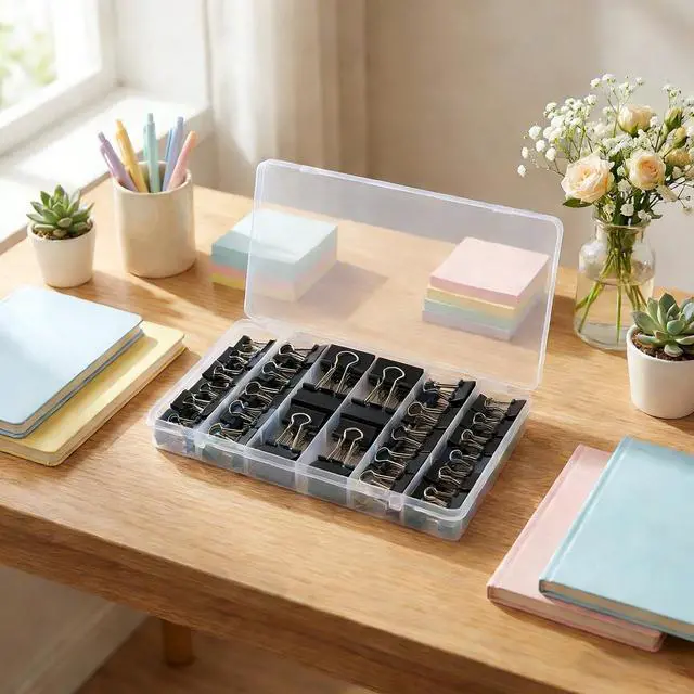 Alt view image 2 of 7 - Binder Clips Assorted Sizes, 140 PCS Black Binder Paper Clips Office Clips Office Supplies Desk, 4 Sizes Cute Binder Clips Large Medium Binder Clip Small Paper Clips Medium Paper Clamps (Black)