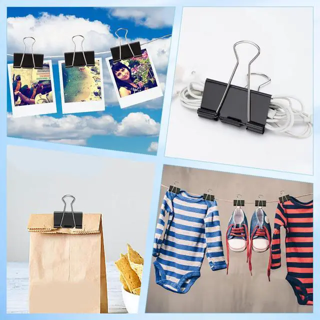Alt view image 5 of 7 - Binder Clips Assorted Sizes, 140 PCS Black Binder Paper Clips Office Clips Office Supplies Desk, 4 Sizes Cute Binder Clips Large Medium Binder Clip Small Paper Clips Medium Paper Clamps (Black)