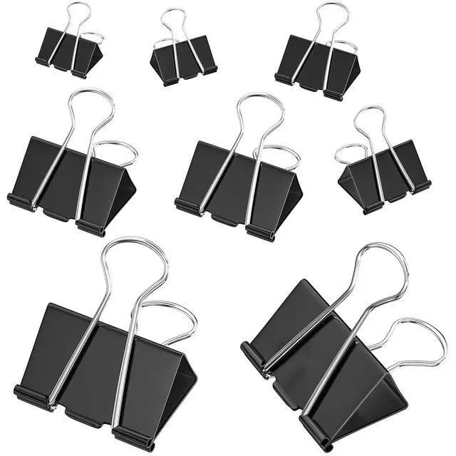 Alt view image 7 of 7 - 200 Count Binder Clips Assorted Sizes, 4 Sizes Large, Medium, Small, Mini, Metal Paper Clamps, Bulk Black Clips Office Supplies (1 1/4", 1", 3/4", 1/2 Inch) KKEETUR