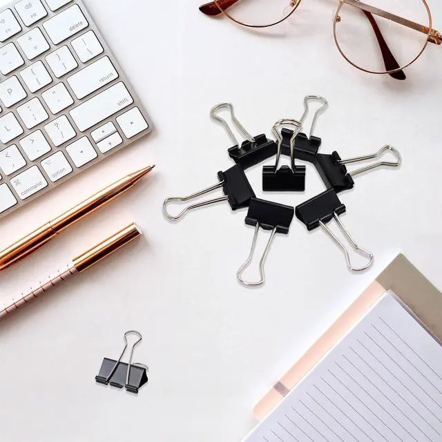 Alt view image 6 of 7 - Binder Clips Assorted Sizes, 140 PCS Black Binder Paper Clips Office Clips Office Supplies Desk, 4 Sizes Cute Binder Clips Large Medium Binder Clip Small Paper Clips Medium Paper Clamps (Black)