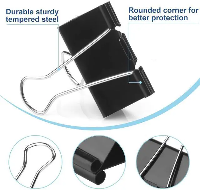 Alt view image 3 of 7 - 150 PCS Binder Clips Assorted Sizes, Extra Large Medium Small Mini and Micro, Metal Paper Binder Clip Black,Paper Clamps, 6 Sizes for Office, School and Home