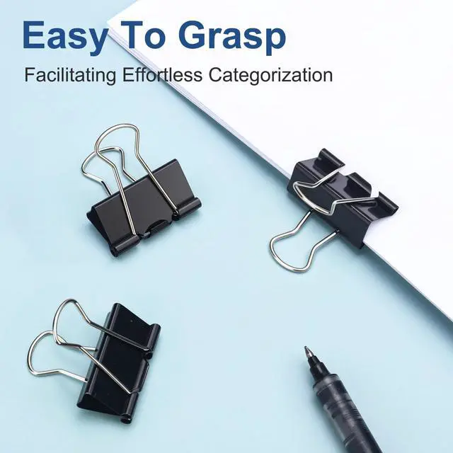 Alt view image 4 of 7 - 150 PCS Binder Clips Assorted Sizes, Extra Large Medium Small Mini and Micro, Metal Paper Binder Clip Black,Paper Clamps, 6 Sizes for Office, School and Home
