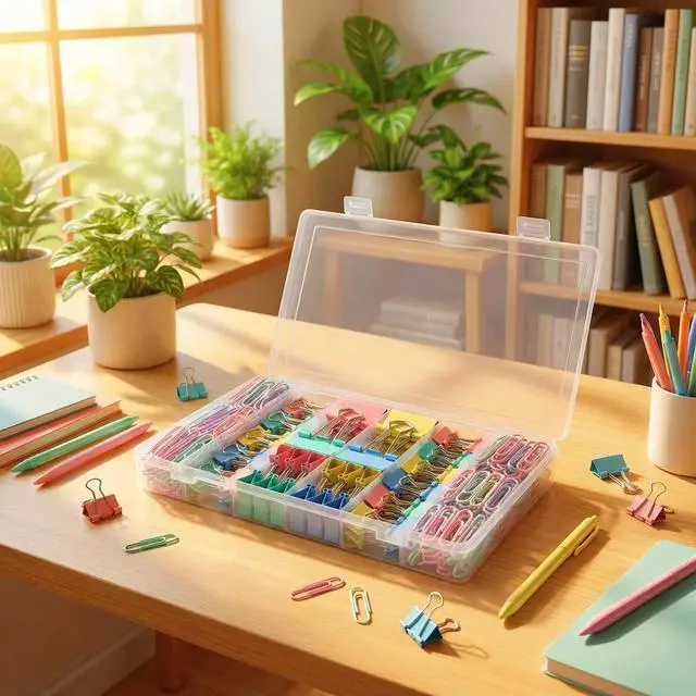Alt view image 4 of 7 - 276Pcs Paper Clips and Binder Clips Assorted SizesColored Binder Paper Clips Office Clips Office Supplies, Large Medium Small Paper Clamps PaperClips for Home School Business in a Container (Colored)