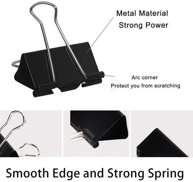 Alt view image 2 of 7 - Binder Clips Paper Clamps Assorted Sizes 200 Count (Black), Jumbo, Large, Medium, Small, Mini and Micro,6 Sizes with Box for Office, School and Home