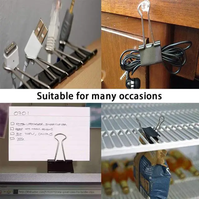 Alt view image 6 of 7 - Binder Clips Paper Clamps Assorted Sizes 200 Count (Black), Jumbo, Large, Medium, Small, Mini and Micro,6 Sizes with Box for Office, School and Home