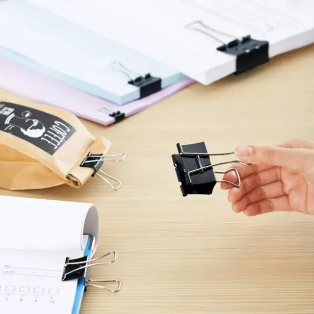 Alt view image 7 of 7 - Binder Clips Paper Clamps Assorted Sizes 200 Count (Black), Jumbo, Large, Medium, Small, Mini and Micro,6 Sizes with Box for Office, School and Home