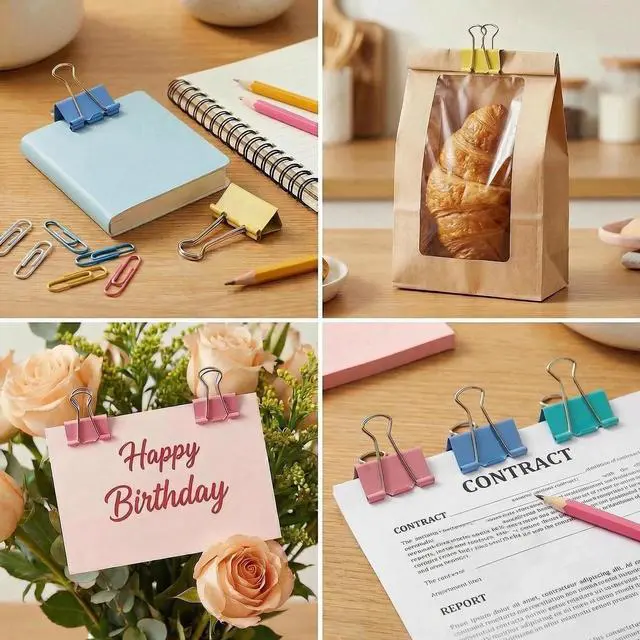 Alt view image 7 of 7 - 300Pcs Colored Paper Clips and Binder Clips Assorted Sizes, Large Medium Small Binder Paper Clips Office Clips Office Supplies, Assorted Paper Clamps PaperClips for Home Office Supplies in a Container