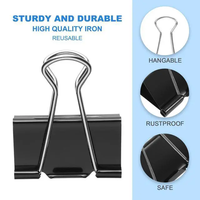 Alt view image 3 of 7 - Binder Clips Assorted Sizes Including Extra Large Medium Small Mini and Micro, Office Supplies File Clamps Paper Clips, 6 Sizes in 6 Boxes, 208 PCS Metal Black Clamps for School