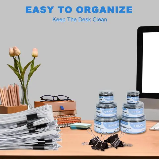 Alt view image 5 of 7 - Binder Clips Assorted Sizes Including Extra Large Medium Small Mini and Micro, Office Supplies File Clamps Paper Clips, 6 Sizes in 6 Boxes, 208 PCS Metal Black Clamps for School