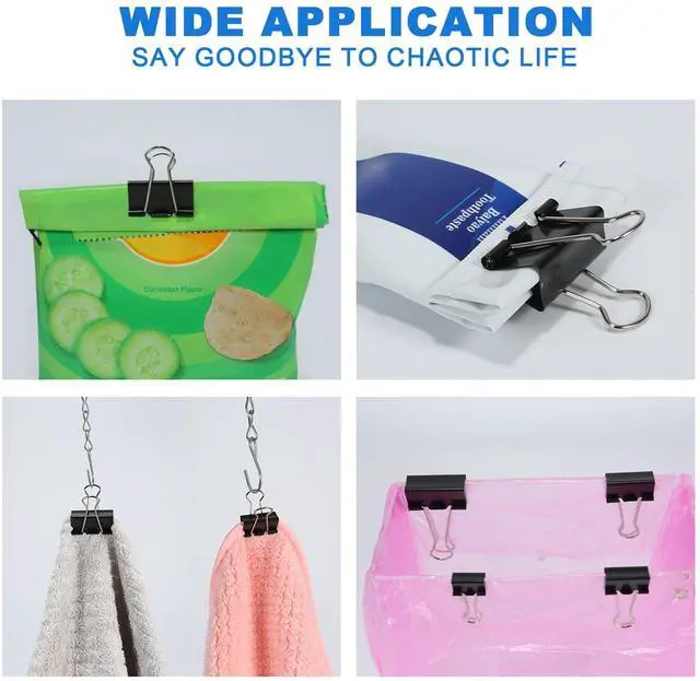 Alt view image 7 of 7 - Binder Clips Assorted Sizes Including Extra Large Medium Small Mini and Micro, Office Supplies File Clamps Paper Clips, 6 Sizes in 6 Boxes, 208 PCS Metal Black Clamps for School