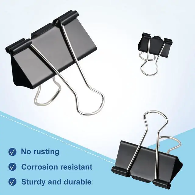 Alt view image 2 of 7 - 208 PCS Binder Clips Paper Clamps Assorted Sizes, Metal Paper Binder Clip, Black Binding Paperwork Clamp Bulk, School Teachers Office Supplies