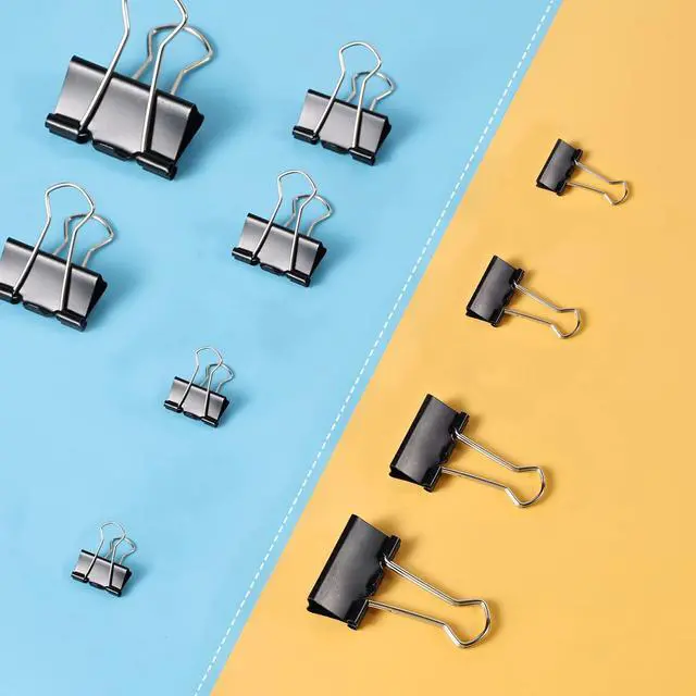 Alt view image 4 of 7 - 208 PCS Binder Clips Paper Clamps Assorted Sizes, Metal Paper Binder Clip, Black Binding Paperwork Clamp Bulk, School Teachers Office Supplies