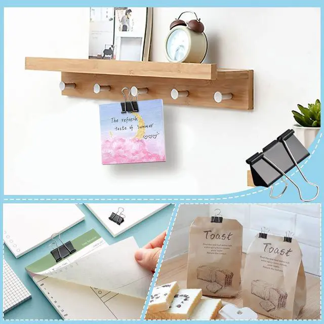 Alt view image 6 of 7 - 208 PCS Binder Clips Paper Clamps Assorted Sizes, Metal Paper Binder Clip, Black Binding Paperwork Clamp Bulk, School Teachers Office Supplies