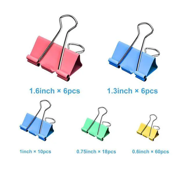 Alt view image 2 of 7 - Binder Clips - Assorted Sizes 100 Count, X Large, Large, Medium, Small, Mini Paper Clamps Combination, Suitable for Office Supplies, Home, and School Use