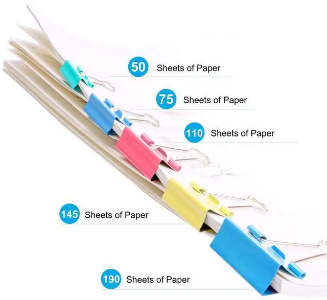 Alt view image 4 of 7 - Binder Clips - Assorted Sizes 100 Count, X Large, Large, Medium, Small, Mini Paper Clamps Combination, Suitable for Office Supplies, Home, and School Use