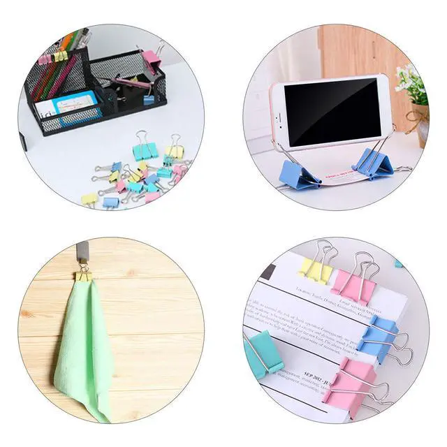 Alt view image 7 of 7 - Binder Clips - Assorted Sizes 100 Count, X Large, Large, Medium, Small, Mini Paper Clamps Combination, Suitable for Office Supplies, Home, and School Use