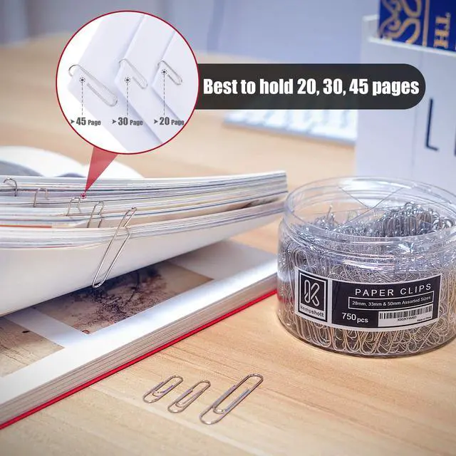 Alt view image 3 of 7 - 750 Paper Clips Assorted Sizes Small, Medium and Large Paper Clips for Paperwork Ideal for Home, School and Office Use (Assorted, Silver)