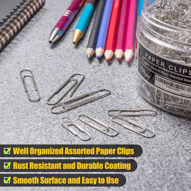 Alt view image 4 of 7 - 750 Paper Clips Assorted Sizes Small, Medium and Large Paper Clips for Paperwork Ideal for Home, School and Office Use (Assorted, Silver)