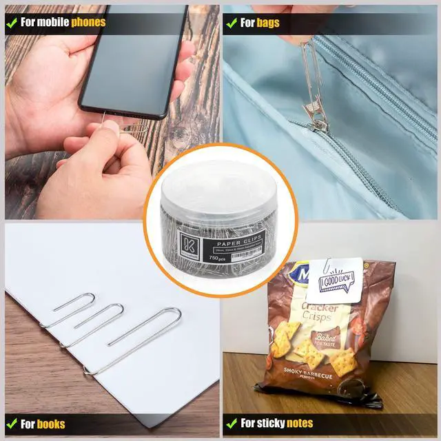 Alt view image 6 of 7 - 750 Paper Clips Assorted Sizes Small, Medium and Large Paper Clips for Paperwork Ideal for Home, School and Office Use (Assorted, Silver)