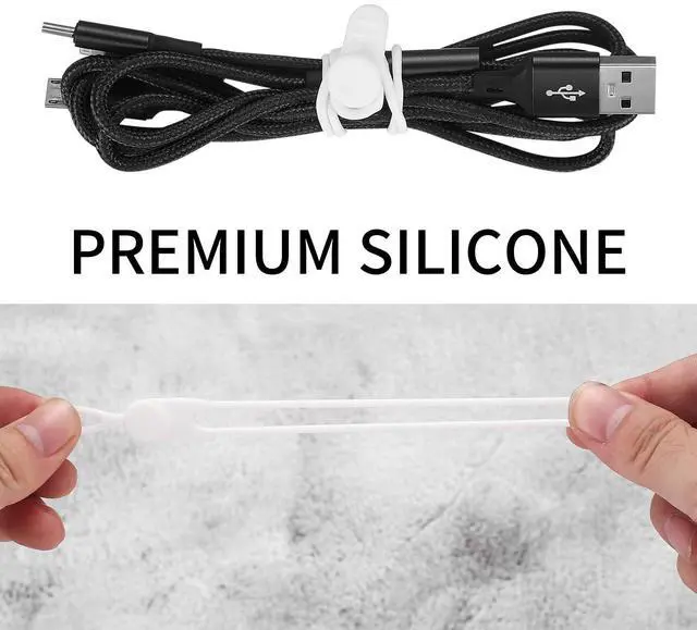 Alt view image 4 of 7 - 25 Pcs Silicone Cable Ties, Reusable Cable Straps Wire Organizer, Cable Management Cord Organizer for Fastening Earphone Phone Charger Home Office Desk Kitchen Appliances Cable Cords Wires