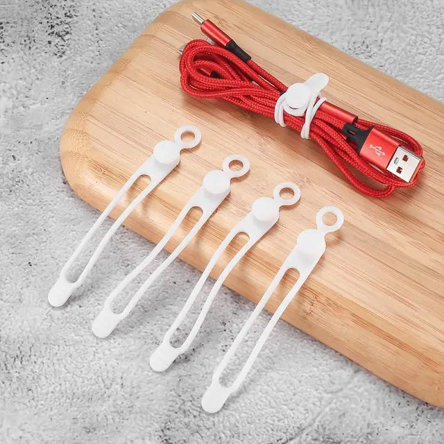 Alt view image 6 of 7 - 25 Pcs Silicone Cable Ties, Reusable Cable Straps Wire Organizer, Cable Management Cord Organizer for Fastening Earphone Phone Charger Home Office Desk Kitchen Appliances Cable Cords Wires