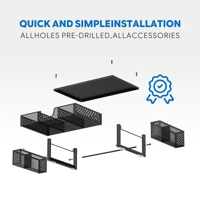 Alt view image 6 of 7 - Desk Organizer and Accessories, Computer Metal Monitor Stand Riser with Drawer and Pen Holder for Laptop, Computer, iMac, Black