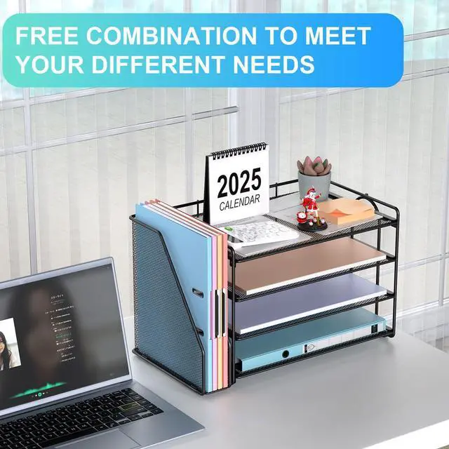 Alt view image 3 of 7 - gianotter 4-Tier Paper Organizer With Magazine Holder, Desk Organizers and Accessories, Desk Accessories & Workspace Organizers, File Organizer for Office Supplies Storag (Black, 4-Tier)