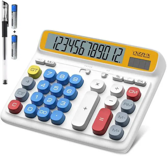 Main image of Desktop Calculator with Extra Large 5-Inch LCD Display, 12-Digit Two Way Power Solar & Battery Office Calculator with Big Buttons for Business, Accounting & Home Use(Blue)