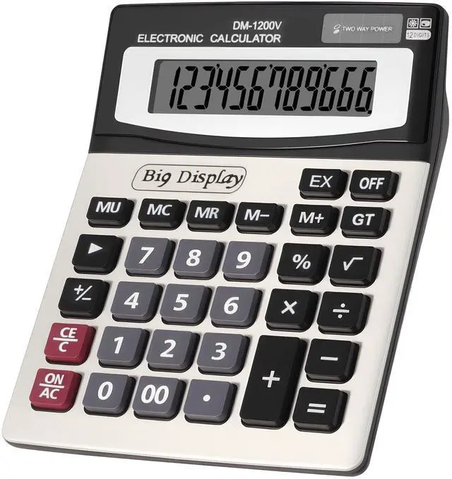 Main image of Desk Calculator, Extra Large 4in LCD Display, 12 Digits, Solar & Battery Dual Power, Calculators Desktop With Big Buttons, Auto Shut-off, Calculator for Office School Home Business Basic Black
