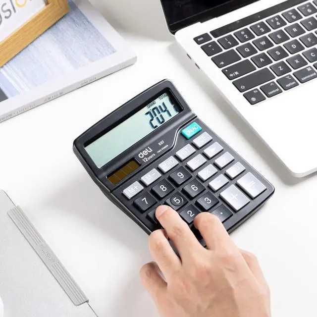 Alt view image 7 of 7 - Calculator, Standard Function Desktop Calculators with 12 Digit Large LCD Display and Sensitive Button, Solar Battery Dual Power Office Calculator, Black