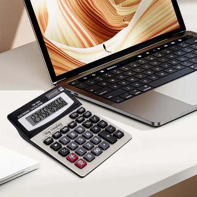 Alt view image 6 of 7 - Desk Calculator, Extra Large 4in LCD Display, 12 Digits, Solar & Battery Dual Power, Calculators Desktop With Big Buttons, Auto Shut-off, Calculator for Office School Home Business Basic Black