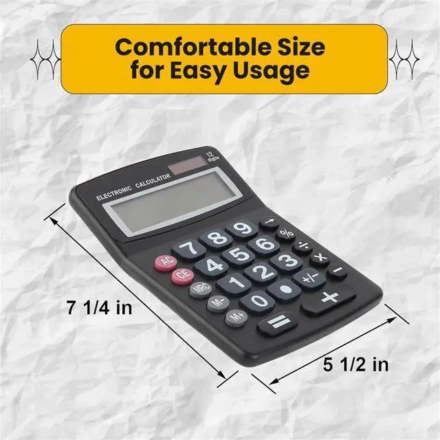 Alt view image 2 of 7 - Jumbo 12 Digit with Solar Power, Large LCD Display - Desktop Calculator, Dual Power, Large Button Design, Battery Operation, Easy-to-Read Tilted, for Home, Office, School, Class & Business