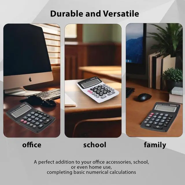 Alt view image 7 of 7 - Jumbo 12 Digit with Solar Power, Large LCD Display - Desktop Calculator, Dual Power, Large Button Design, Battery Operation, Easy-to-Read Tilted, for Home, Office, School, Class & Business