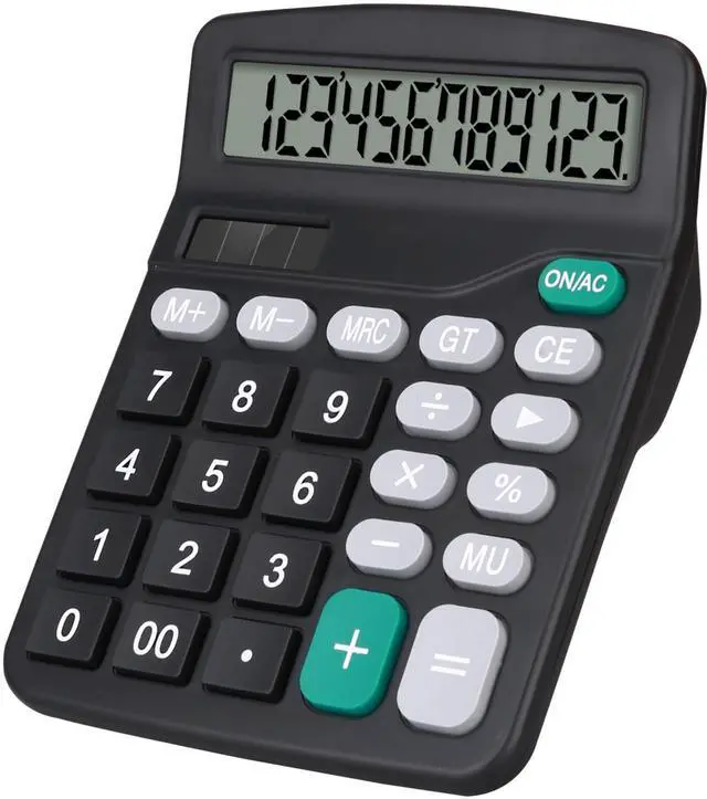 Main image of Desktop Calculator, Black Calculator Big Buttons, 12-Digits Large LCD Display, Solar and AA Battery Dual Power, Desk Calculators for Office Home School Business Class (Black)
