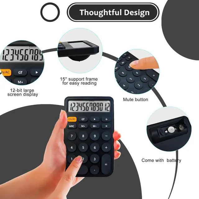Alt view image 2 of 6 - Standard Calculator, 12 Digit Large Display Desktop Calculator with Big Buttons for Office, School, Home & Business