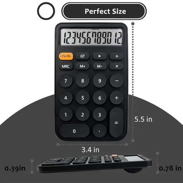Alt view image 6 of 6 - Standard Calculator, 12 Digit Large Display Desktop Calculator with Big Buttons for Office, School, Home & Business