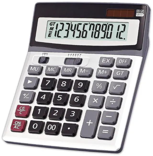 Main image of Large Key Dual Power Electronic Calculator, Portable 12 Digit Large LCD Display Desk Calculator for Daily and Basic Office