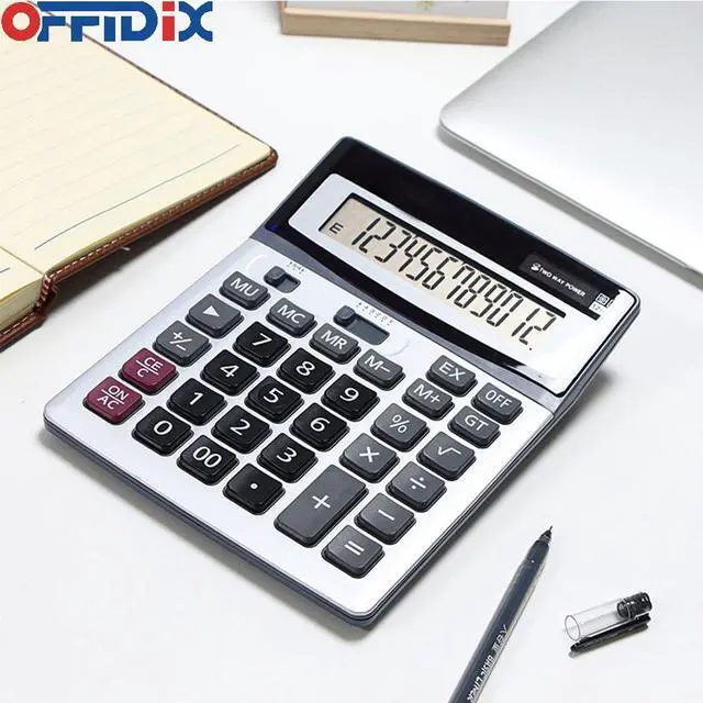Alt view image 6 of 7 - Large Key Dual Power Electronic Calculator, Portable 12 Digit Large LCD Display Desk Calculator for Daily and Basic Office