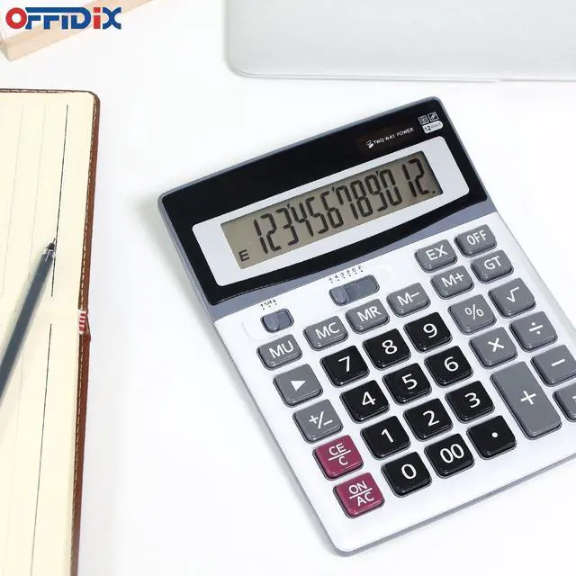 Alt view image 5 of 7 - Large Key Dual Power Electronic Calculator, Portable 12 Digit Large LCD Display Desk Calculator for Daily and Basic Office