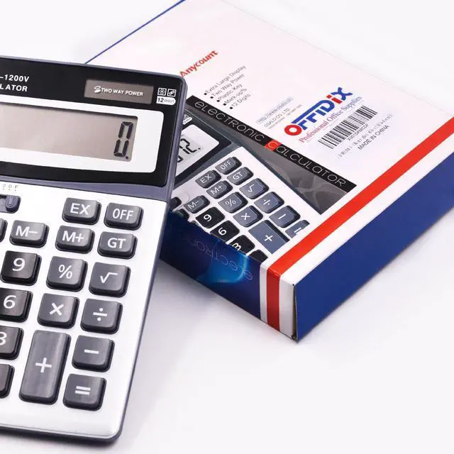 Alt view image 7 of 7 - Large Key Dual Power Electronic Calculator, Portable 12 Digit Large LCD Display Desk Calculator for Daily and Basic Office